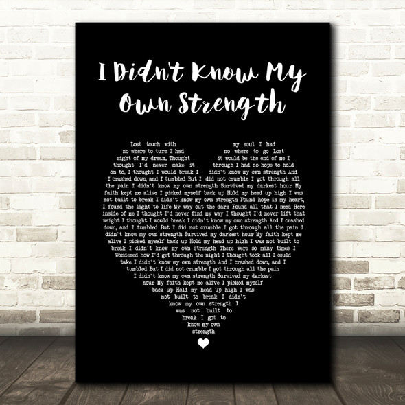 Whitney Houston I Didn't Know My Own Strength Black Heart Song Lyric Print