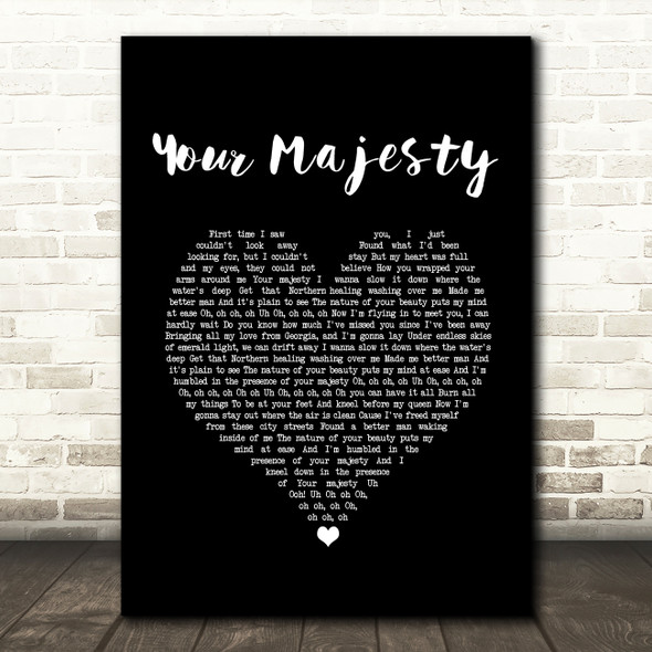 Zac Brown Band Your Majesty Black Heart Song Lyric Print