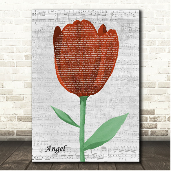 Shaggy Angel Script Tulip Song Lyric Print
