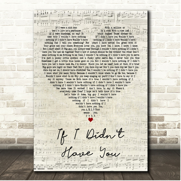 John Goodman, Billy Crystal If I Didn't Have You Script Heart Song Lyric Print