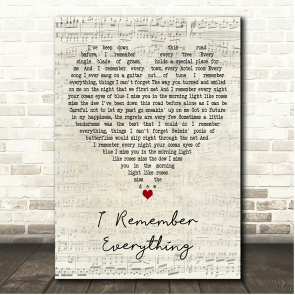 John Prine I Remember Everything Script Heart Song Lyric Print