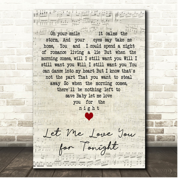 Kariya Let Me Love You for Tonight Script Heart Song Lyric Print