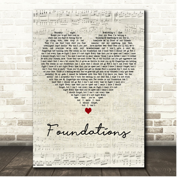 Kate Nash Foundations Script Heart Song Lyric Print