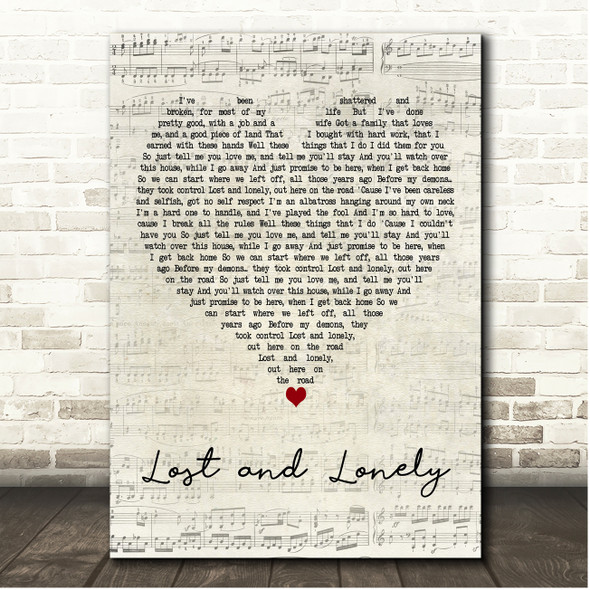 Aaron Lewis Lost and Lonely Script Heart Song Lyric Print