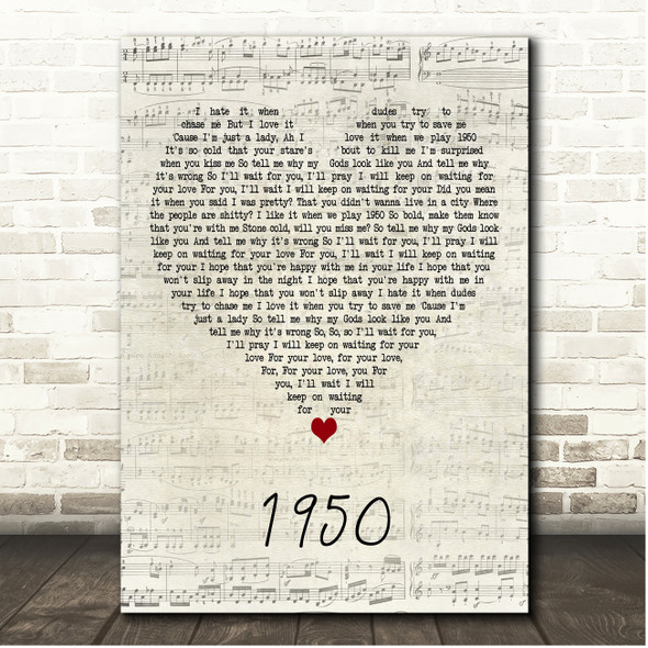 King Princess 1950 Script Heart Song Lyric Print