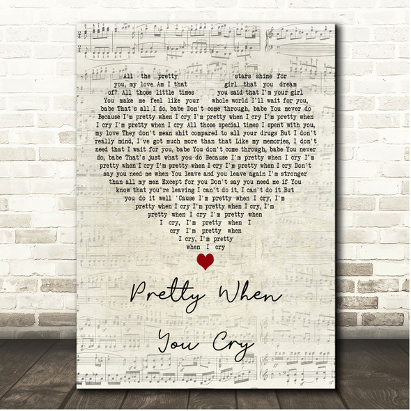Lana Del Rey Pretty When You Cry Script Heart Song Lyric Print