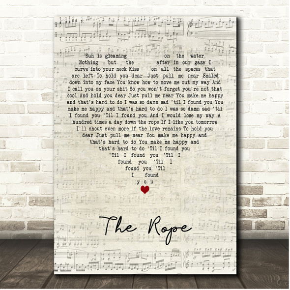 Lane 8 The Rope Script Heart Song Lyric Print