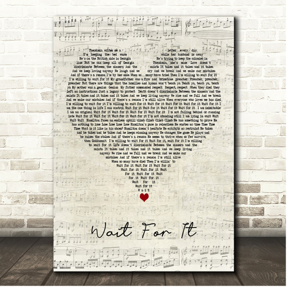 Leslie Odom, Jr. & Original Broadway Cast of Hamilton Wait For It Script Heart Song Lyric Print