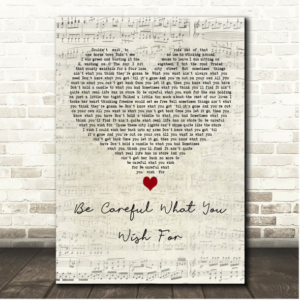 Luke Combs Be Careful What You Wish For Script Heart Song Lyric Print