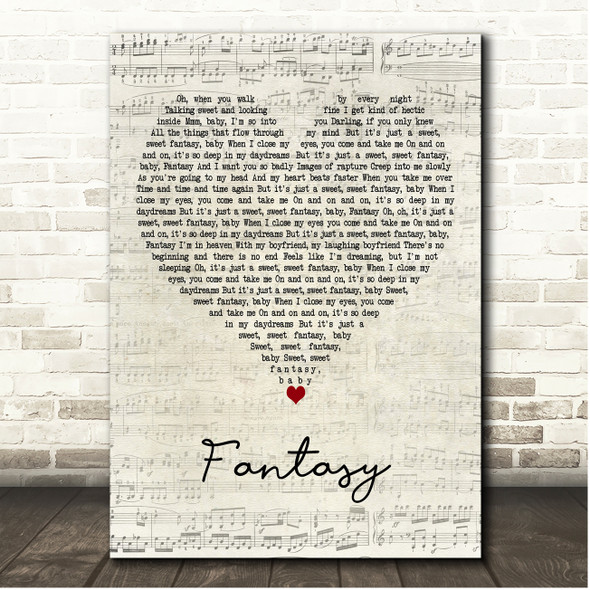 Mariah Carey Fantasy Script Heart Song Lyric Print