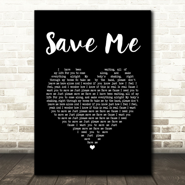 Darren Styles Save Me Black Heart Song Lyric Music Art Print