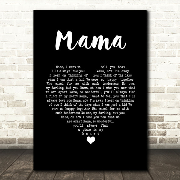 David Whitfield Mama Black Heart Song Lyric Music Art Print