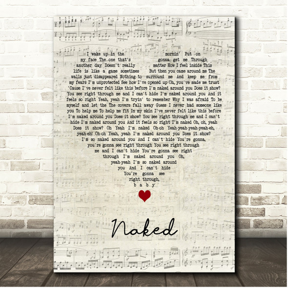 Avril Lavigne Naked Script Heart Song Lyric Print
