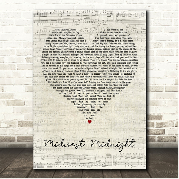 Michael Stanley Midwest Midnight Script Heart Song Lyric Print