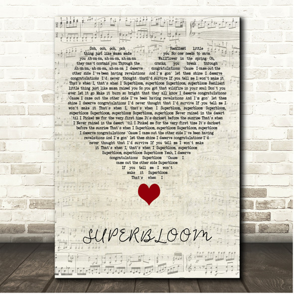 MisterWives SUPERBLOOM Script Heart Song Lyric Print