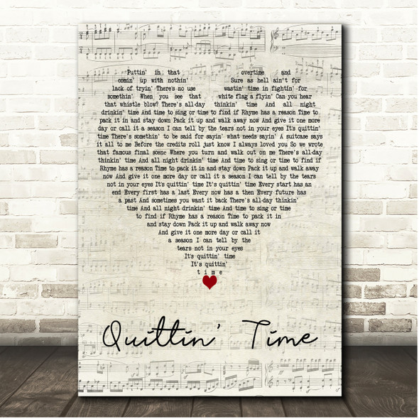 Morgan Wallen Quittin Time Script Heart Song Lyric Print