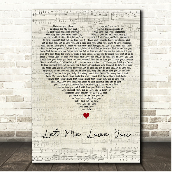 Ne-Yo Let Me Love You Script Heart Song Lyric Print