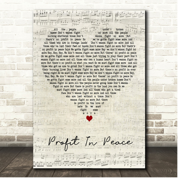 Ocean Colour Scene Profit In Peace Script Heart Song Lyric Print