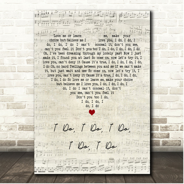 ABBA I Do, I Do, I Do, I Do, I Do Script Heart Song Lyric Print