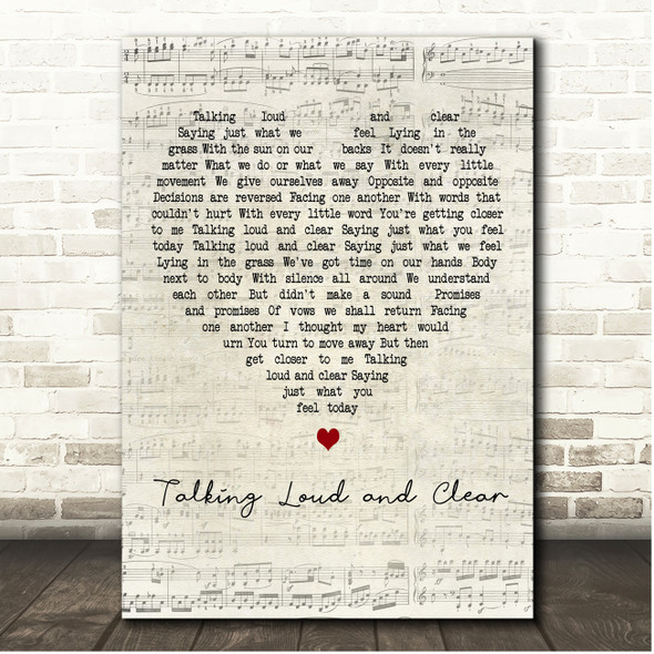 Orchestral Manoeuvres in the Dark Talking Loud and Clear Script Heart Song Lyric Print