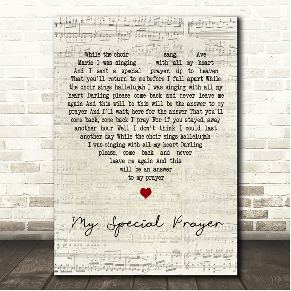 Percy Sledge My Special Prayer Script Heart Song Lyric Print