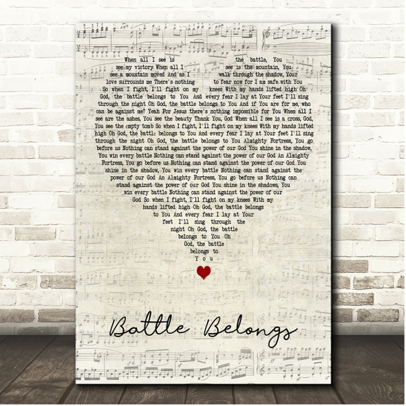 Phil Wickham Battle Belongs Script Heart Song Lyric Print