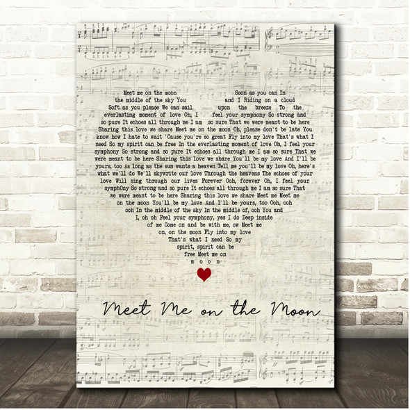 Phyllis Hyman Meet Me on the Moon Script Heart Song Lyric Print