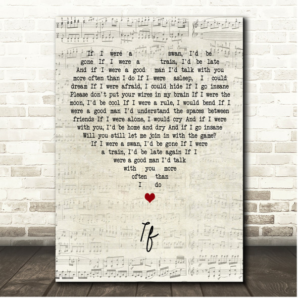 Pink Floyd If Script Heart Song Lyric Print