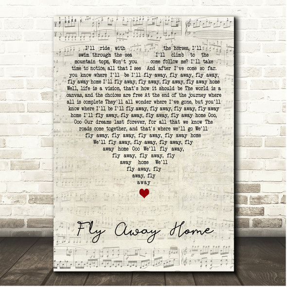 Pink Zebra Fly Away Home Script Heart Song Lyric Print