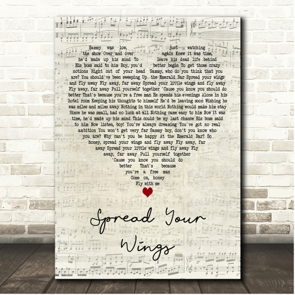 Queen Spread Your Wings Script Heart Song Lyric Print