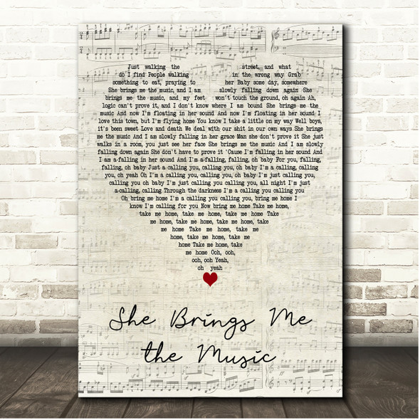 Richard Ashcroft She Brings Me the Music Script Heart Song Lyric Print