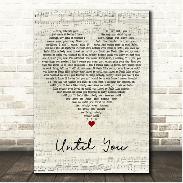 Shayne Ward Until You Script Heart Song Lyric Print