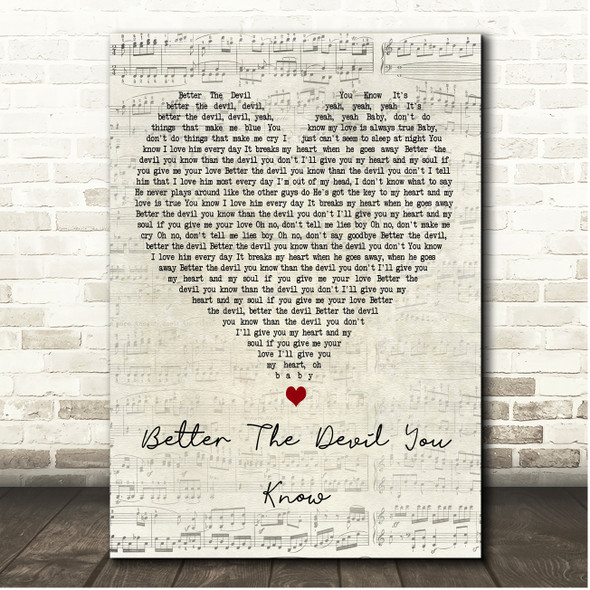 Sonia (UK) Better The Devil You Know Script Heart Song Lyric Print