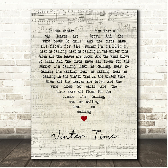 Steve Miller Band Winter Time Script Heart Song Lyric Print
