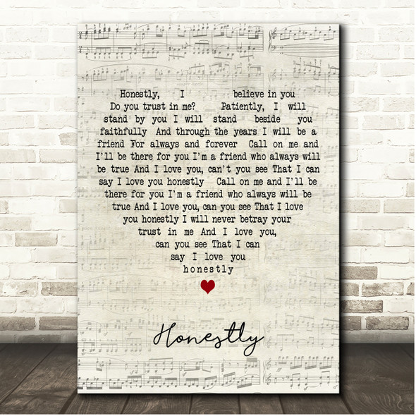 Stryper Honestly Script Heart Song Lyric Print