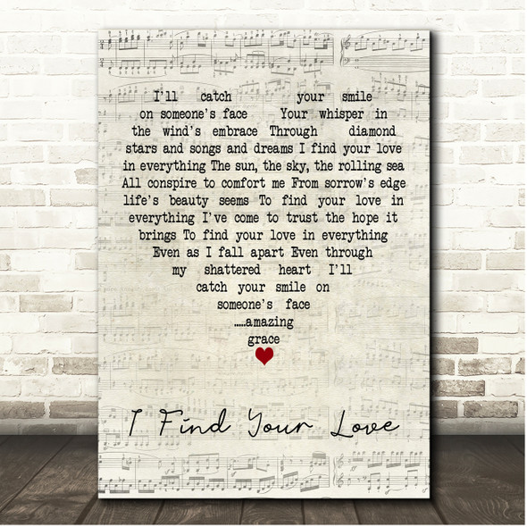 Beth Nielsen Chapman I Find Your Love Script Heart Song Lyric Print