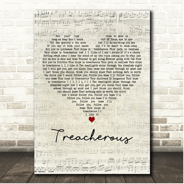 Taylor Swift Treacherous Script Heart Song Lyric Print