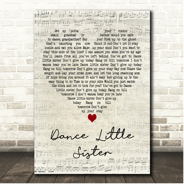 Terence Trent DArby Dance Little Sister Script Heart Song Lyric Print