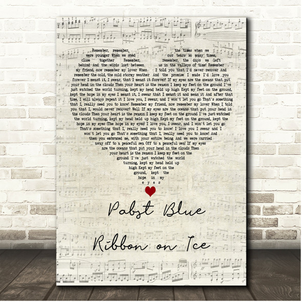 The Amity Affliction Pabst Blue Ribbon on Ice Script Heart Song Lyric Print