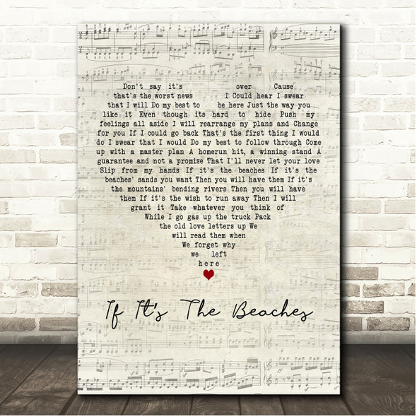 The Avett Brothers If Its The Beaches Script Heart Song Lyric Print