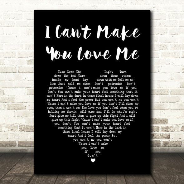 George Michael I Can't Make You Love Me Black Heart Song Lyric Music Art Print