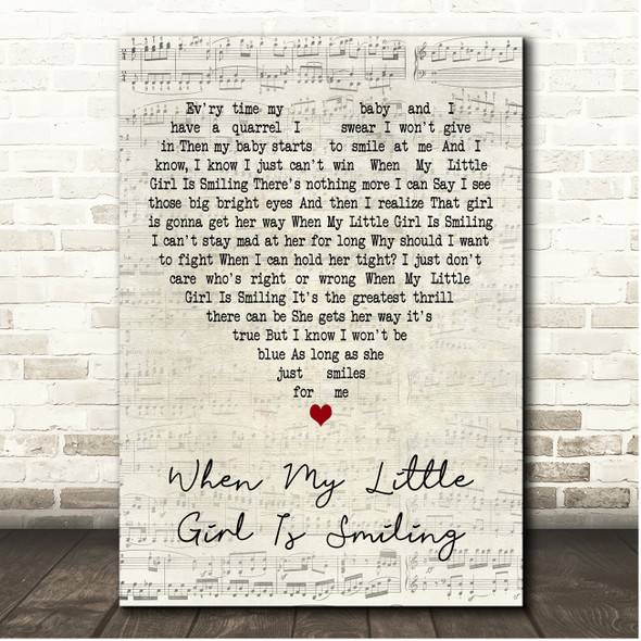 The Drifters When My Little Girl Is Smiling Script Heart Song Lyric Print