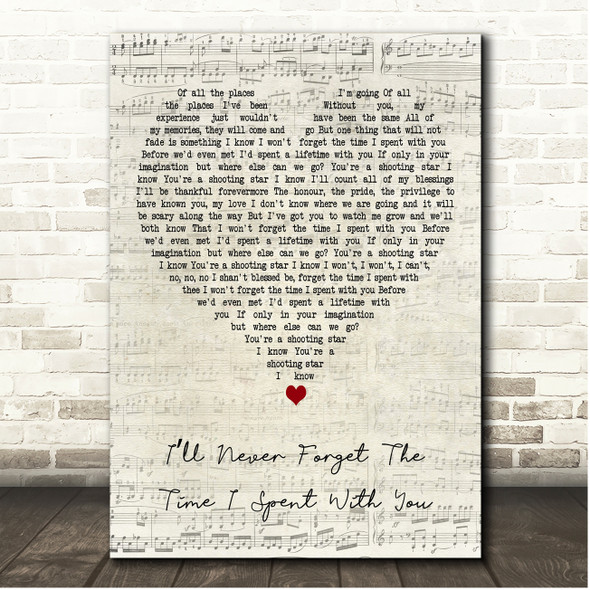 The Lathums Ill Never Forget The Time I Spent With You Script Heart Song Lyric Print
