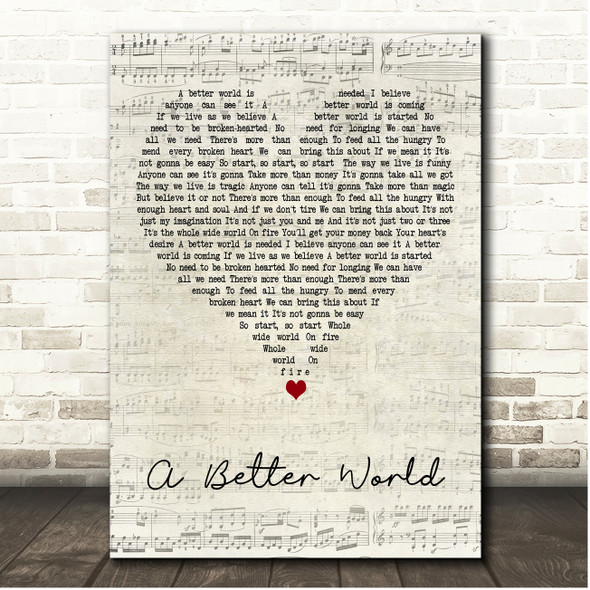 The Monkees A Better World Script Heart Song Lyric Print