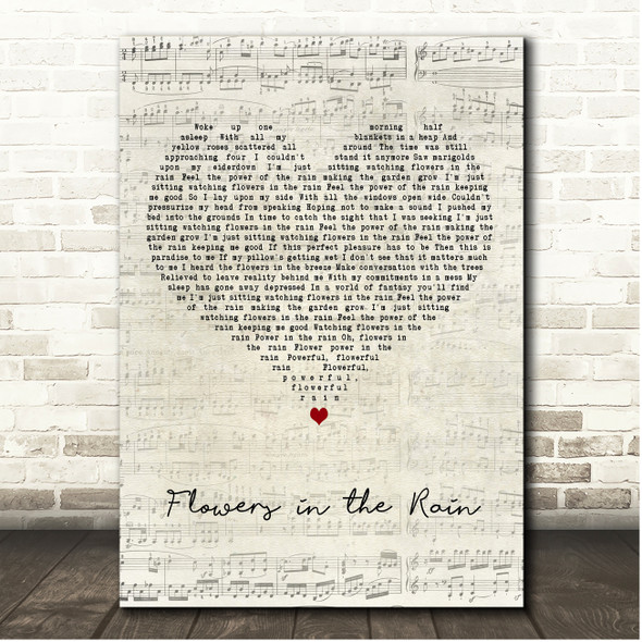 The Move Flowers in the Rain Script Heart Song Lyric Print