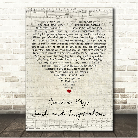 The Righteous Brothers (Youre My) Soul and Inspiration Script Heart Song Lyric Print