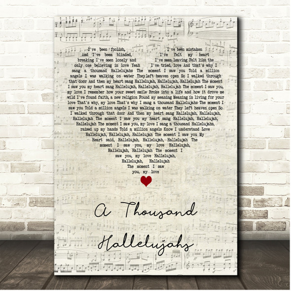 The Shires A Thousand Hallelujahs Script Heart Song Lyric Print