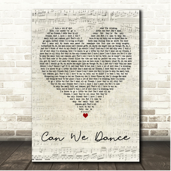 The Vamps Can We Dance Script Heart Song Lyric Print
