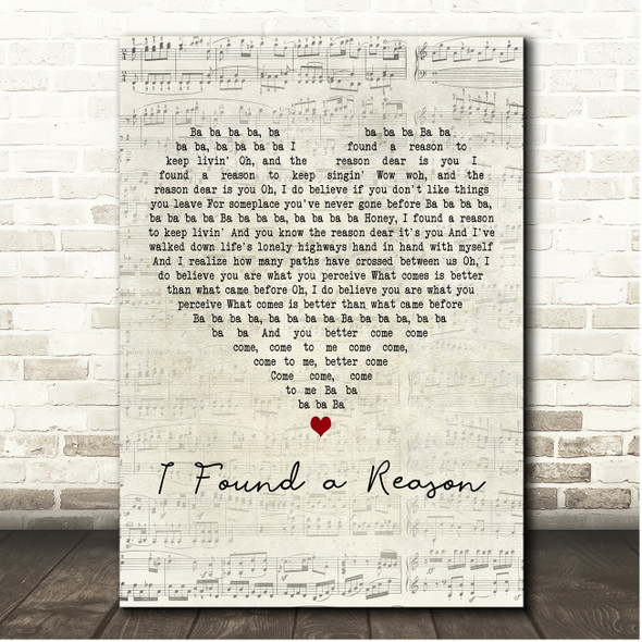 The Velvet Underground I Found a Reason Script Heart Song Lyric Print