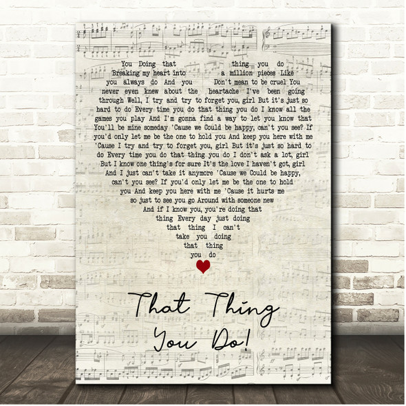 The Wonders That Thing You Do! Script Heart Song Lyric Print
